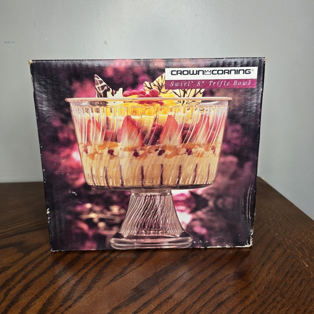 Crown Corning 8" Swirl Footed Trifle Bowl  6109451 In Original Box New